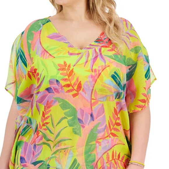 NWT Becca Etc. Women Costa Printed Bella Tunic Swim Cover-Up Sz 0X-3X $99 LLL451 - Picture 2 of 3